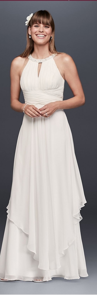 David's bridal long chiffon dress size 10